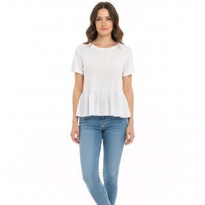 🤍 Chic & Feminine Lauren Conrad White Peplum Top – A Must-Have! 🤍